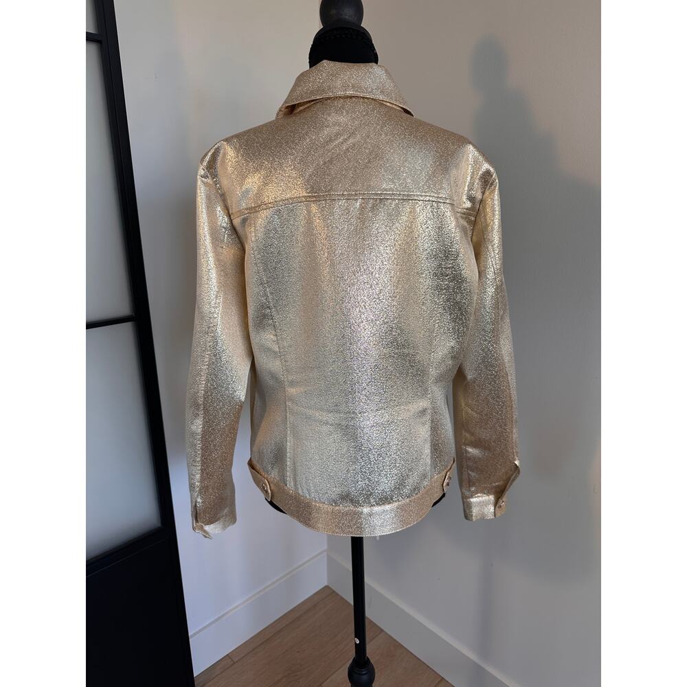 Boston Proper Gold Metallic Large Button-Up Jacket - Picture 4 of 12